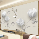 3D tapeet Moodne tulbi liblikas lilled Foto seinamaalingud Elutoa TV Diivan Tausta Seina taustapildid 200 cm(W) x 140 cm(H)