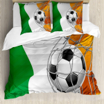 3D k&otilde;rglahutusega digitaalse prinditud voodipesukomplekt Jalgpall Spordisulgede Tekikate 2 v&otilde;i 3 osaga AU140 * 210 Poistetoa kodukaunistus Baby 100x135cm