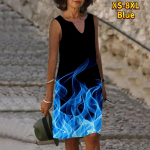 Naiste V-kaelusega suvine sinine leektr&uuml;kiga kleit vabaaja varrukateta mood vabaaja vabaaja seksikad kleidid, suur suurus XS-8XL XS sinine