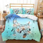 Dreamcatcher kodu voodipesukomplekt voodipesu 3D-printimine sulgedega padjap&uuml;&uuml;r ja tekikate t&auml;issuuruses magamistoa voodipesu UK Single 135x200cm