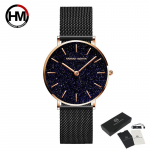 Hannah Martin Naiste k&auml;ekell Naiste kvartskellad Jaapani kvartsliikumine Starry Sky k&auml;ekell Moodne naiste nahast kell Femme kellarihmale Steel must