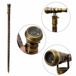 Vintage antiikne viktoriaanlik jalutuskepi teleskoopkompass pealmisel silmaklaasi k&auml;epidemel