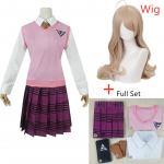 Danganronpa V3 Kaede Akamatsu Cosplay Kost&uuml;&uuml;mid Naiste Kleidid Anime S&auml;rk Vest Seelik Sokid T&uuml;drukule JK Koolivorm L-(Suit+Wig)