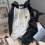 Suures suuruses kapuutsiga jope naiste lukuga suured taskud pikkade varrukatega kampsun vabaaja ja mugav spordimantel L must