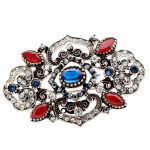 Retro naiste lillepross n&otilde;el hall kristallist ehted kivist pross mustriga rev&auml;&auml;ri pross hulgim&uuml;&uuml;k punane