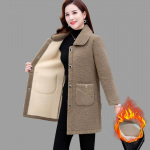 Keskealised eakad naised Palus paksendatud lambavillast mantel Ema ka&scaron;miir Keskmine pikk granuleeritud talv 3XL parkkoor