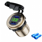 Kiirlaadimine 3.0 36w auto topelt-USB laadija Qc3.0 alumiiniumist veekindel voltmeeterl&uuml;litiga 12v/24v mootorratta paadi Marine Rv jaoks no Line punane