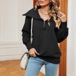 Naiste pikkade varrukatega t&otilde;mblukuga r&auml;tt ja pullover S must