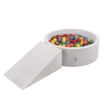 KiddyMooni vahtplastist m&auml;nguv&auml;ljak lastele &uuml;mmarguse kuuliga (200 palli Kuulid 7 cm/2,75 tolli), helehall:kollane/roheline/sinine/punane/oranž