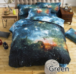 3D voodipesukomplekt Starry Sky tr&uuml;kitud voodipesu voodikate Voodipesu tekikottide komplekt 3tk 2 pcs set (150x210cm) roheline