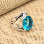 Sinine topaas v&auml;&auml;riskivi 925 sterlingh&otilde;be k&auml;sitsi valmistatud s&otilde;rmus ehted pulmakingiks 4 sinine