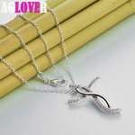 925 Sterling Silver Cross AAA tsirkoonist ripatsiga kaelakee ehted 45cm