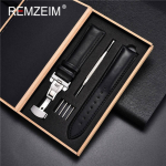 18mm 20mm 22mm 24mm ehtsast nahast kellarihm, must pruun pehmest vasikanahast kellarihm, karbiga automaatne liblikas 24mm