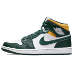 Air Jordan 1 Mid Sonics Meeste tossud Valge Noble-Green Pollen 554724-371 41