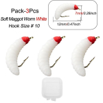 3 tk Realistlik ussi-/helmepea kiiresti uppuv n&uuml;mf Scud Fly Bug Worm Forell Fishing Lens Kunstlik putukap&uuml;&uuml;gi peibutis Style A-3Pcs-White