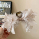 Elegantne sulgedega klamber Uus mood, suured juuksek&uuml;&uuml;nistega juukseklambrid, haiklambrid, t&uuml;drukutele m&otilde;eldud prantsuse juukseaksessuaarid