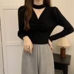 Kaelusega seotud &otilde;&otilde;nsaga kootud puloveriga sviiter S&uuml;gis/talvine T-s&auml;rk &uuml;hev&auml;rviline seksikas top M valge