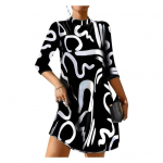 Naistekleit, v&auml;rviga sobiv, tr&uuml;kitud lahtine pikk pluss varrukas Paks pehme soe seksikas retro pullover s&uuml;gistalvine mini L beež