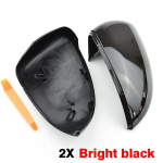2 pieces For VW Golf MK7 7.5 GTI 7 7R Mirror Covers Caps RearView Mirror Case Cover Carbon Look Bright Black Matte Chrome Cover Bright black gray