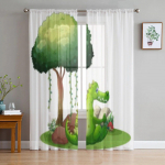 Krokodill puu all t&uuml;llkardinad elutuppa Magamistoa akna l&auml;bipaistvad kardinad K&ouml;&ouml;k r&otilde;du Voile kardinad 135W x 114H(cm)