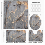4tk halli marmormustriga du&scaron;ikardin 12 konksuga, vannitoa veekindel pol&uuml;ester vaheseinakardin, vannitoamattide komplekt 4Pcs