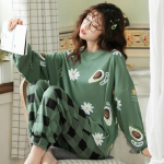 Kevad- ja s&uuml;gissuvised puuvillased pikkade varrukatega p&uuml;ksid pidžaamad naistele t&uuml;drukutele pidžaamad suures suuruses avara ruuduline kodu&uuml;likond M