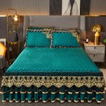 S&uuml;gis- ja talvine kristallist sametist pitsist voodiseelik &uuml;hes t&uuml;kis Euroopa stiilis paksendatud tepitud korall-sametist voodikate neljaosaline voodipesukomplekt 150*200cm 3pcs