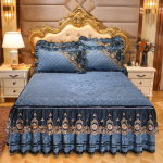 Talvine sametpitsist voodiseelik &uuml;hes t&uuml;kis paksendatud libisemiskindel korall-sametist voodikate Eemaldatav pitsist madratsi kaitsekate 150*200cm 3pcs