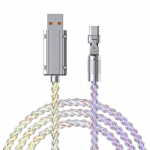 6A 180 Rotate RGB Flow helendav USB-laadimiskaabel C-t&uuml;&uuml;pi Android-telefoni kaabel Samsung S10 S20 Xiaomi mi 11 andmelaadija juhe jaoks Micro valge