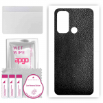 apgo Protective Skin Sticker for the back compatible with Oppo Reno 5A, Wrap Film, Foil, Vinyl - Pattern Black Leather