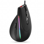 T-50 vertikaalhiir Juhtmega hiir 9 klahviga RGB optiline 6 k&auml;iguga DPI ergonoomilise disainiga hiir kontoris m&auml;ngimiseks koos valgusrihmaga WIRED must