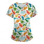 Naiste mood Kevad- ja suvised &otilde;limaalid, tr&uuml;kised V-kaelusega l&uuml;hikeste varrukatega t&ouml;&ouml;riided taskutega topsid L armee roheline v&auml;rv