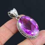 Roosa topaasi v&auml;&auml;riskiviga ripats Massiivne 925 sterlingh&otilde;bedast ripats Ehtekink unisexile