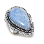 Natural Angelite Stone Gemstone 925 Sterling Silver Jewelry Ring Size 9.5 v2w32
