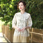 Pluusid Naiste s&auml;rk retrotikandiga naiste topid avarad l&uuml;hikeste varrukatega s&auml;rk, n&ouml;&ouml;biga &uuml;les t&otilde;stetud naiste pluus XL