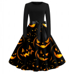 Halloween Print Flare Kleit Naistele Pikkade varrukatega Kleit &Otilde;&otilde;nes pidup&auml;evakleidid M