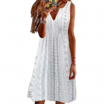 Naiste suvekleit &otilde;&otilde;nsa V kaelusega varrukateta vest, &uuml;hev&auml;rviline vaba A-kujuline suur kant vabaaja pehme hingav p&otilde;lvepikkusega rannakleit vabaaja kleit XL roosa