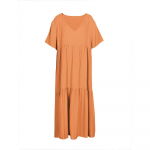 Suures suuruses naiste vabaajakleidid V-kaelusega ebaregulaarne pikk kleit Flowy Swing Maxi pikk kleit 5XL oranž