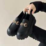 p&auml;tsip&uuml;ksid Naistekingad Naiste mood Mary Janes &uuml;mmargused varbad jalatsid Loafers Oxfordi platvorm vabaaja metallkett pannal Naiste kontsad 42 must