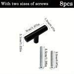 8 tk must roostevabast terasest kapp t&otilde;mbab sahtli t&otilde;mbab moodsa kapi riistvara k&ouml;&ouml;gikappi T-k&auml;epidemega kummutinupu komplekt kahe suuruse kruviga 8pcs - 1.97*1.22in