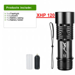 IPX8 professionaalne sukeldumise taskulamp XHP 120 kollase tulega sukeldumislamp 800M veekindel sukeldumisvalgusti veealune latern Kit A must