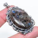 Larvikite Stone Gemstone Handmade 925 Sterling Silver Jewelry Pendant 2.36 c9w67