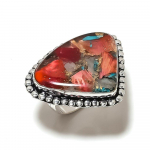 Spiny Oyster Gemstone Handmade 925 Sterling Silver Jewelry Ring Size 9 s2r81