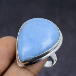 Angelite Stone Gemstone 925 Sterling Silver gift Jewelry Ring Size 9 v6K43