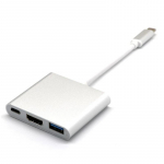 VAORLO USB Type-C Hub Adapter 3-in-1 USB C jaotur HDMI-&uuml;hilduvaks USB3.0 emaseks adapteriks Digitaalne AV mitme pordiga adapter valge