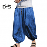 Meeste P&uuml;ksid Lantern P&uuml;ksid Hippie Boho Baggy Dragon Print lahtised pahkluu rihmad pehmed hingavad haaremip&uuml;ksid pikad joogap&uuml;ksid M sinine