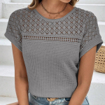 YYFS naistemood vabaaja suve kevadised l&uuml;hikeste varrukatega O-kaelusega pluusid ja s&auml;rgid S hall v&auml;rv