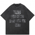 T&auml;navar&otilde;ivad Letters Graafiline T-s&auml;rk Puuvillane Pestud Must Ts&auml;rk Unisex Tops T-s&auml;rk Suvine l&uuml;hikeste varrukatega T-s&auml;rk S must