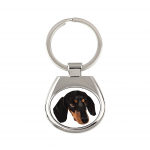 Dachshund Smooth-haired, Wiener dog, Badger dog - geometric keychain with a photo and the inscription Art-Dog