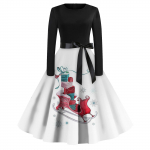 Naiste mood Vintage pikkade varrukatega &uuml;mara kaelusega j&otilde;ulutr&uuml;kiga &otilde;htukleidid kleidid S